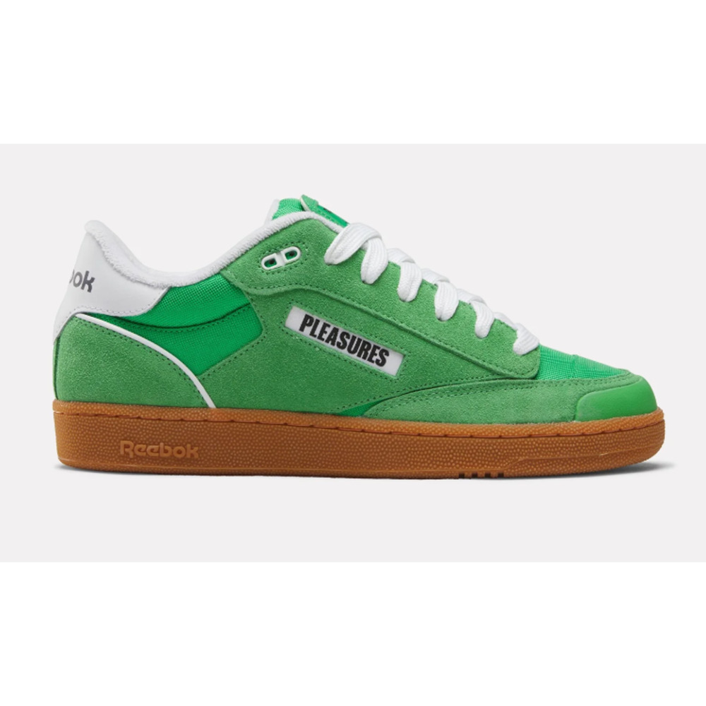Reebok x Pleasures Club C Bulc Sneakers Mens 12 Green White Suede Casual NIB - Picture 2 of 11